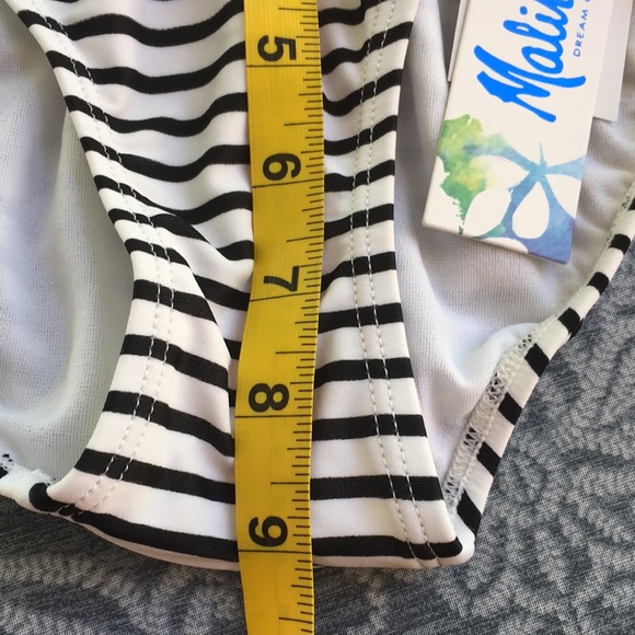 New Malibu Swim Bikini Bottom Size Small White Black Stripes Swimwear NWT - Picture 8 of 8